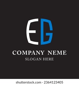EG GE abstract monogram initial letter logo on black background. EG GE abstract monogram initial letter logo concept. EG letter logo design template.