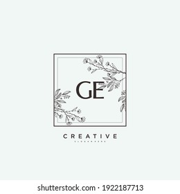 GE Beauty Vektorinitials Logo-Kunst, handschriftliche Logo-Initialen Signatur, Hochzeit, Mode, Schmuck, Boutique, Blumen und botanisch mit kreativen Vorlage für jedes Unternehmen oder Unternehmen.