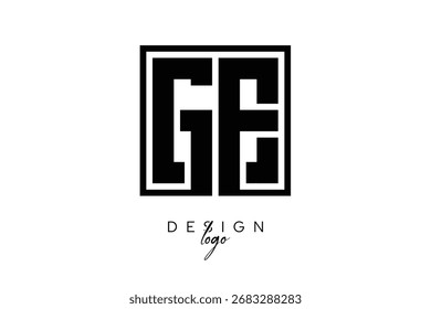 GE Creative Middle Square Bold Monogram Latter Logo Design Moderno Minimalista Identidade da marca.