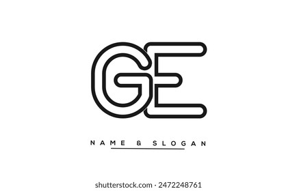 Monograma del logotipo de las letras Abstractas de GE, EG, G, E