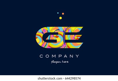 ge g e alphabet letter logo colors colorful rainbow acrylic font creative text dots company vector icon design template