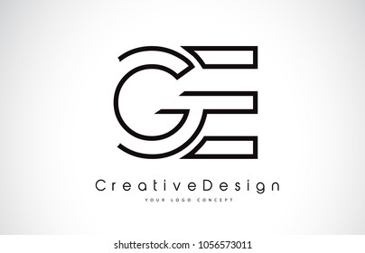 GE G E Letter Logo Design in Black Colors. Creative Modern Letters Vector Icon Logo Illustration.