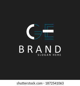 GE G E Letter Logo Design in Black Colors. Creative Modern Letters Vector Icon Logo Illustration.