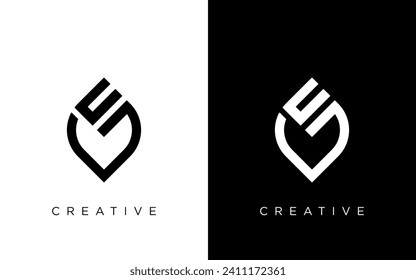 GE G E Letter Logo Design in Black Colors. Creative Modern Letters Vector Icon Logo Illustration.