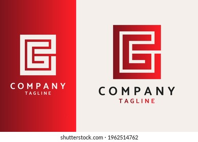 GE or G letter initial logo with red gradient color. Simple elegant logo design. Suitable for any business. Editable vector