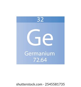 Tabela Periódica Do Elemento Químico Metaloide Do Germânio. Simples ilustração de vetor quadrado plano, simples ícone de estilo limpo com massa molar e número atômico para Lab, ciência ou classe de química.