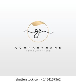 GE handwriting initial logo template vector.