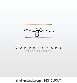 GE handwriting initial logo template vector.
