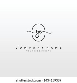 GE handwriting initial logo template vector.