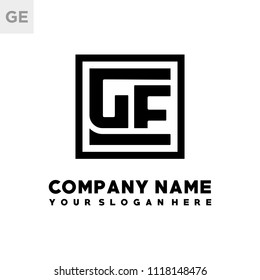GE initial box letter logo template vector
