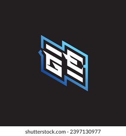 GE initial gaming team, youtube, twitch and clipart stock illustration logo