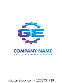 GE Initial with gear template vector