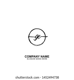 GE Initial handwriting logo template vector