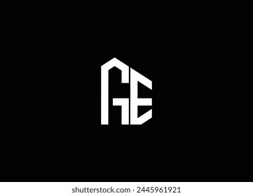 Diseño del logotipo de la letra inicial de GE y logotipo del monograma