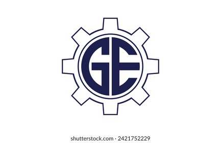 GE initial letter mechanical circle logo design vector template. industrial, engineering, servicing, word mark, letter mark, monogram, construction, business, company, corporate, commercial, geometric