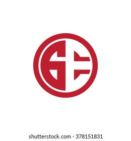 GE initial letters circle business logo red