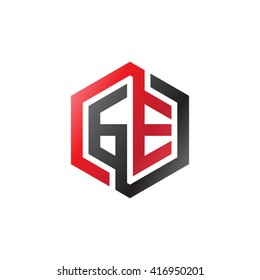 GE initial letters loop linked hexagon logo black red