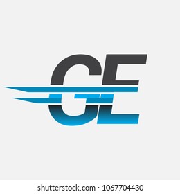 GE initial logo company name colored black and blue, Simple and Modern Logo Design.