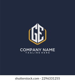 GE initial monogram building logo for real estate with creative polygon style design