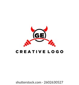 GE initial monogram for fitnes or gym logo with devil style design