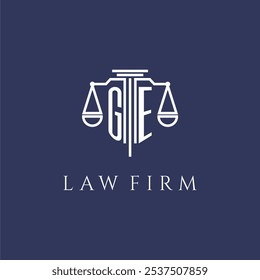 GE initial monogram for lawfirm logo with scales vector image