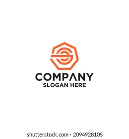 GE initial monogram logo with shape style