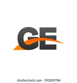 GE initial overlapping swoosh letter logo black orange