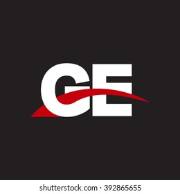 GE initial overlapping swoosh letter logo white red black background