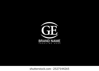 Diseño del logotipo de la letra de GE. círculo, triángulo, hexágono, estilo plano y simple con el logotipo blanco de la letra de la variación del color fijado en una mesa de trabajo. GE minimalista