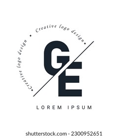 GE Letter Logo Design with a Creative Cut. Creative logo design