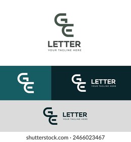 ELEMENTOS de Plantilla de diseño de logotipo GE, EG. Logo de letras digitales abstractas modernas.