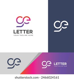 ELEMENTOS de Plantilla de diseño de logotipo GE, EG. Logo de letras digitales abstractas modernas.