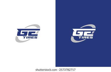 GE, EG letter logo design template elements. Modern abstract digital alphabet letter tire wheel logo