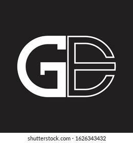 GE Letter logo monogram with oval shape negative space design template