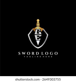 GE carta monograma de luxo para escudo e espada estilo imagem