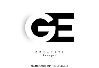 Logotipo de letras GE con diseño de espacio negativo. Letra con tipografía geométrica. Ilustración vectorial creativa con letras.