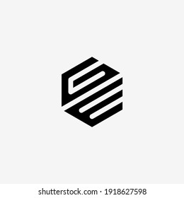 Logo hexágono de GE. logotipo de monograma