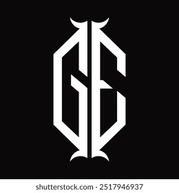 GE Logo Monogramm Hexagon Schild mit Horn Form Design Vorlage