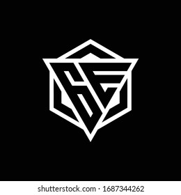GE logo monogram with triangle and hexagon shape combination isolated on back and white colors