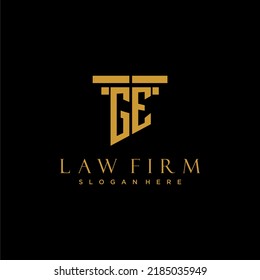 GE monogram initial logo for lawfirm with pillar design
