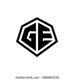 GE monogram logo with hexagon shape and line rounded style design template isolated on white background
