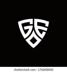 GE monogram logo with modern shield style design template isolated on black background