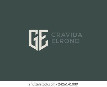 GE. Monogram of Two letters G and E. Luxury, simple, minimal and elegant GE logo design. Vector illustration template.