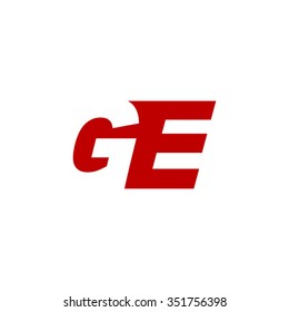 GE negative space letter logo red