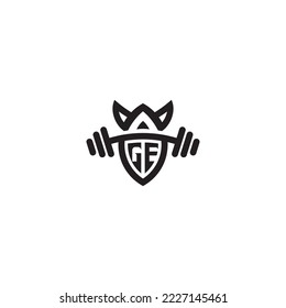 GE simple line fitness gym concept in high quality professional design that will print well across any print media