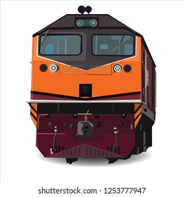 GE Typ A Electric Diesel locomotive on White Background vector ,Train in Thailand