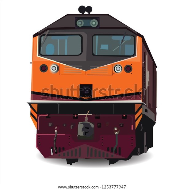 GE Typ A Electric Diesel locomotive on White\
Background vector ,Train in\
Thailand