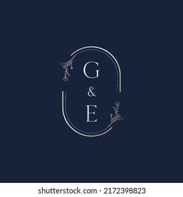 Letras iniciales del logotipo de boda GE en un diseño profesional de alta calidad que se imprimirán en cualquier medio impreso