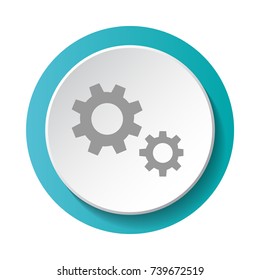 Gear - 3d button isolated on white background. Vector.