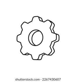 Gear 3d icon or sign vector isolated on white background.